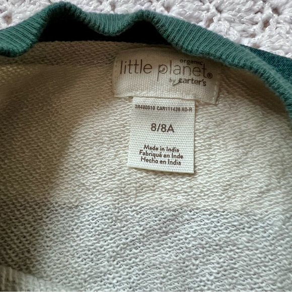 Little planet by Carter’s organic cotton sweater- green and cream stripes - Picture 3 of 6
